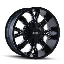 Charger l&#39;image dans la galerie, 9104-2176M - Cali Off-Road Dirty 20X10 8X165.1 -19mm Satin Black With Milled Spokes - Cali Off-Road Wheels Canada