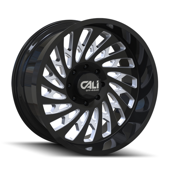 9108-22270BM - Cali Off-Road Switchback 22X12 8X170 -51mm Black And Milled - Cali Off-Road Wheels Canada