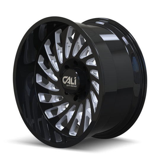 9108-2236BM - Cali Off-Road Switchback 20X12 6X135 -51mm Black And Milled - Cali Off-Road Wheels Canada