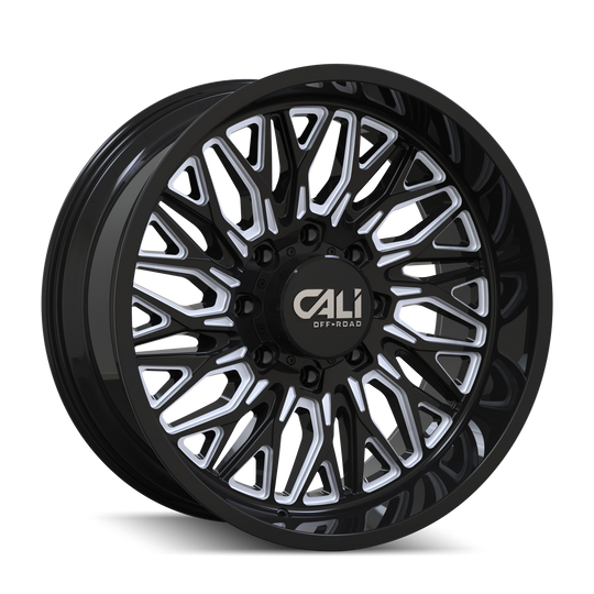 9118-22181BM - Cali Off-Road Crusher 22X10 8X165.1 /  ET -19mm Gloss Black Milled - Cali Off-Road Wheels Canada