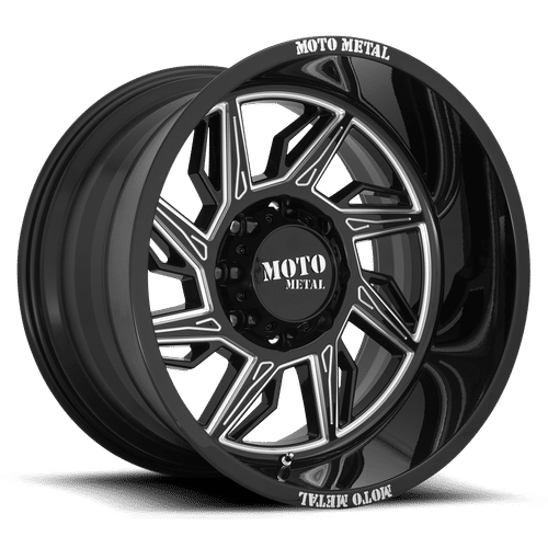 MO99721268344NL - Moto Metal MO997 Hurricane 20X12 6X139.7 ET -44mm Gloss Black Milled - Left Directional - Moto Metal Wheels Canada