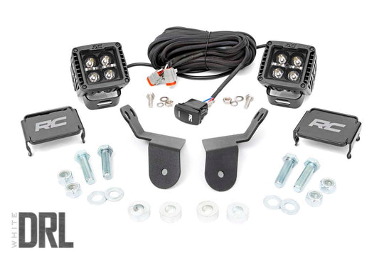 92011 LED Light - Cage Mount - 2" Black Pair - White DRL - Honda Pioneer 1000 (16-22) Rough Country Canada