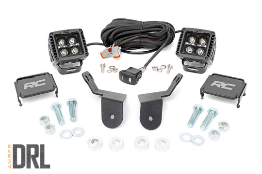 92021 LED Light - Cage Mount - 2" Black Pair - Amber DRL - Honda Pioneer 1000 (16-22) Rough Country Canada