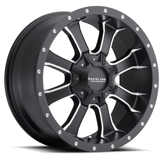 927TM-89060+18 - Raceline 927TM Mamba 18X9 6X139.7 18mm Satin Black Machined Face - Raceline Wheels Canada