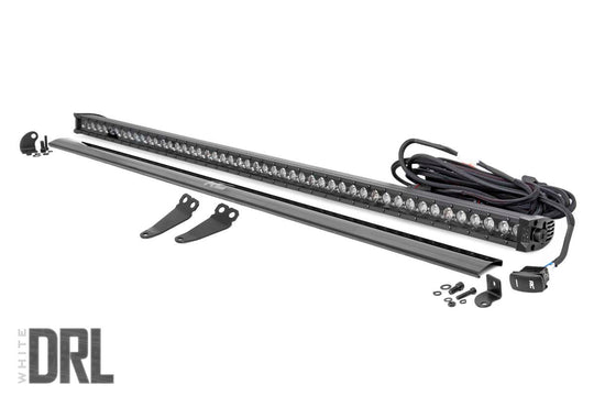 93035 LED Light - Lower Windshield - 50" Black Single Row - White DRL - Polaris General (19-22) Rough Country Canada