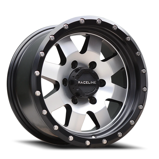 935M-89055+18 - Raceline Defender 935M 18X9 5X139.7 18mm Machined Face Black - Raceline Wheels Canada