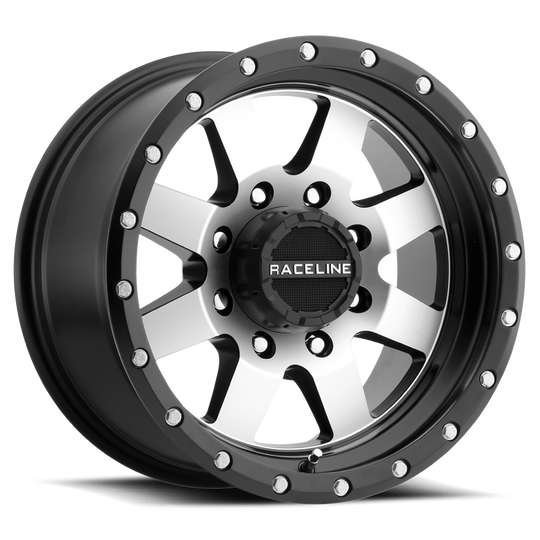 935M-68050-00 - Raceline 935M DEFENDER 16X8 5X127 0mm Satin Black Machined Face - Raceline Wheels Canada