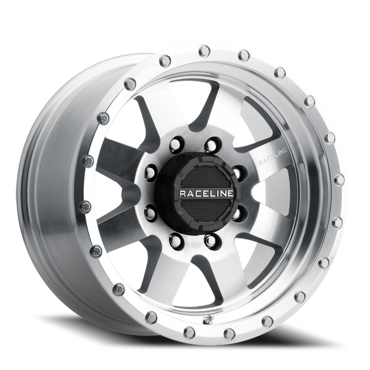 935MC-79080-00 - Raceline Defender 935MC 17X9 8X165.1 0mm Machined Silver - Raceline Wheels Canada
