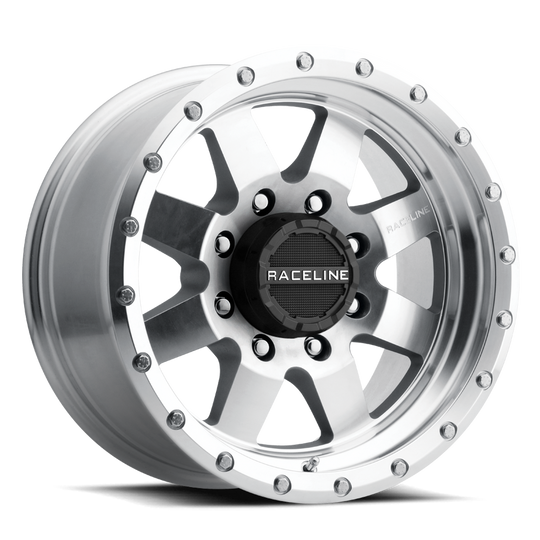 935MC-79080-12 - Raceline 935MC DEFENDER 17X9 8X165.1 -12mm Machined Finish - Raceline Wheels Canada