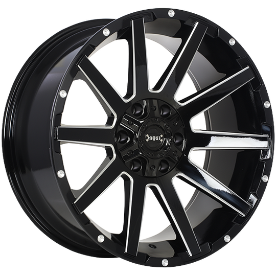 RUF4820001 - Ruffino Sinner 20X9 5X139.7 / 5X127 15mm Gloss Black - Milled Edge - Ruffino Wheels Canada