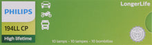 Load image into Gallery viewer, 194LLCP Philips LongerLife Miniature 194LL - LongerLife - Multiple Commercial 10-Pack Philips Bulbs