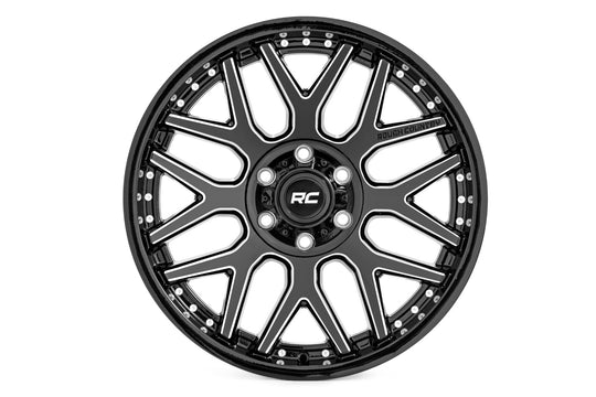 95201006M - Rough Country 95 Series 20X10 8X180 -19mm Gloss Black Machined - Rough Country Wheels Canada