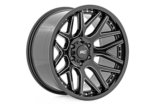 95201006M - Rough Country 95 Series 20X10 8X180 -19mm Gloss Black Machined - Rough Country Wheels Canada