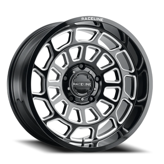 955M-21080-19 - Raceline Warp 955M 20X10 8X165.1 -19mm Milled Gloss Black - Raceline Wheels Canada