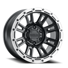 Load image into Gallery viewer, 956BS-78565-00 - Raceline Compass 956BS 17X8.5 6X135 0mm Satin Black Silver Ring - Raceline Wheels Canada