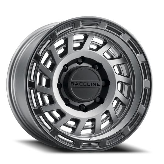 957GB-78565-00 - Raceline Halo 957GB 17X8.5 6X135 0mm Gunmetal Gray Black Ring - Raceline Wheels Canada