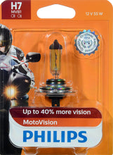 Load image into Gallery viewer, H7MVB1 Philips MotoVision Bulb H7 - MotoVision - Single Special Pack Philips Bulbs