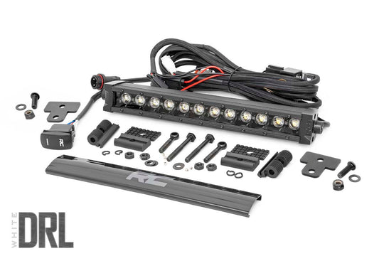 97004 LED Light - Bumper Mount - 12" Black Single Row - White DRL - Can-Am Defender (16-22) Rough Country Canada