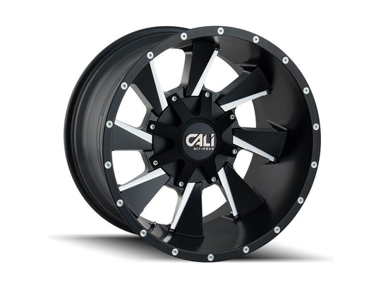 9106-2997M18 - Cali Off-Road Distorted 20X9 5X150 / 5X139.7 ET 18mm Satin Black Milled - Cali Off-Road Wheels Canada