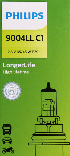 9004LLC1 Philips Long Life Bulb 9004 - LongerLife - Single Commercial Pack Philips Bulbs