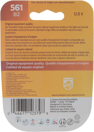 561B2 Philips Standard Miniature 561 - Standard - Twin Blister Pack Philips Bulbs