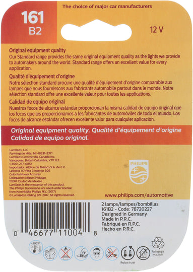 161B2 Philips Standard Miniature 161 - Standard - Twin Blister Pack Philips Bulbs