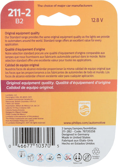 211-2B2 Philips Standard Miniature 211-2 - Standard - Twin Blister Pack Philips Bulbs