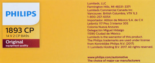 1893CP Philips Standard Miniature 1893 - Standard - Multiple Commercial 10-Pack Philips Bulbs