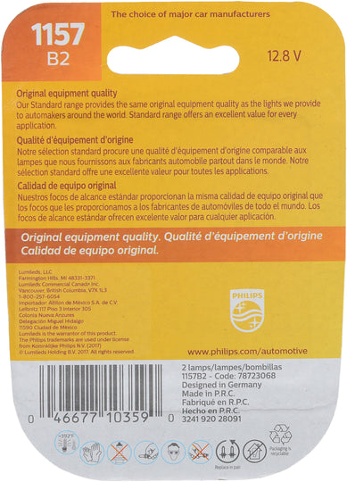 1157B2 Philips Standard Miniature 1157 - Standard - Twin Blister Pack Philips Bulbs