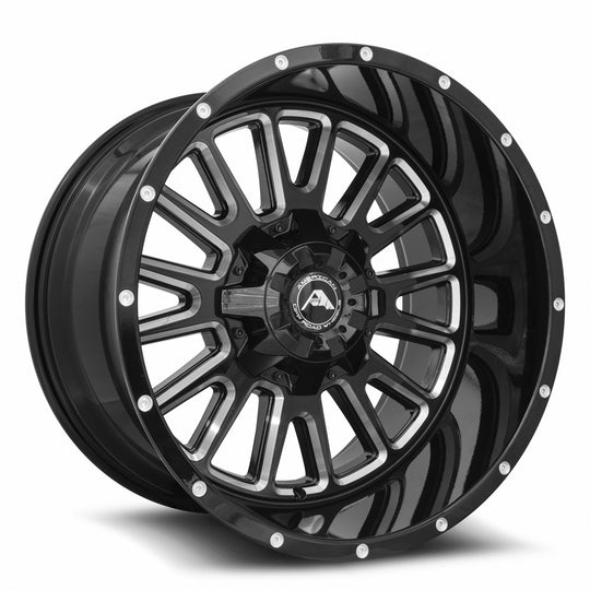 A10520A2xxx-44BMI-527 - American Off-Road A105 20X12 5X127 -44MM Black Milled Spoke - American Off-Road Wheels Canada