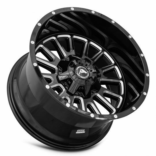 A10520A2xxx-44BMI-627 - American Off-Road A105 20X12 6X127 -44MM Black Milled Spoke - American Off-Road Wheels Canada