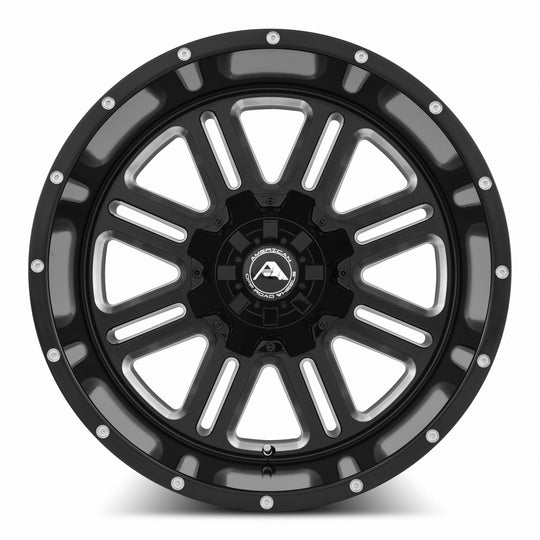 A10620A4865-76BMI - American Off-Road A106 20X14 8X165.1 -76MM Black Milled Spoke - American Off-Road Wheels Canada