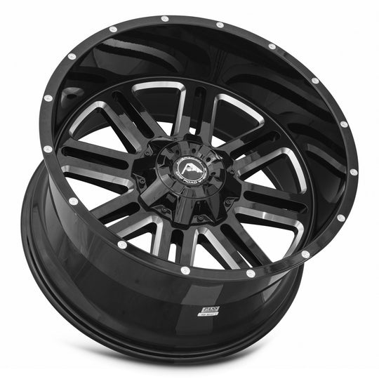 A10622A263539-44BMI - American Off-Road A106 22X12 6X135 / 6X139.7 -44mm Black Milled Spoke - American Off-Road Wheels Canada