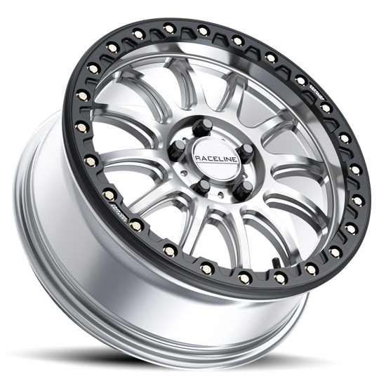 A14SB-77037+40 - Raceline A14SB Alpha 17X7 4X137 40mm Hyper Silver with Black Outer Ring - Raceline Wheels Canada