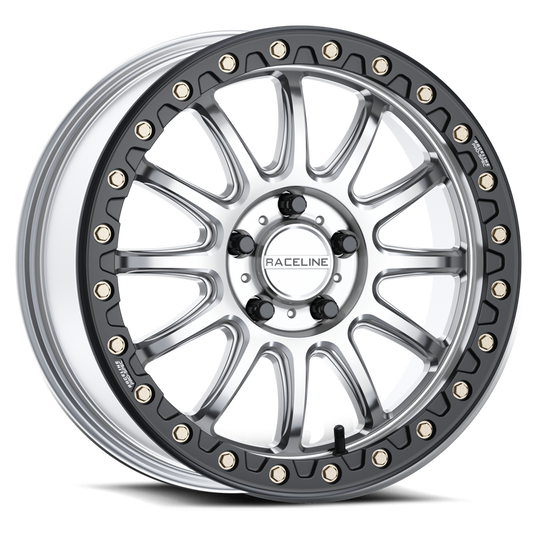 A14SB-77012+25 - Raceline A14SB Alpha 17X7 5X114.3 25mm Hyper Silver with Black Outer Ring - Raceline Wheels Canada