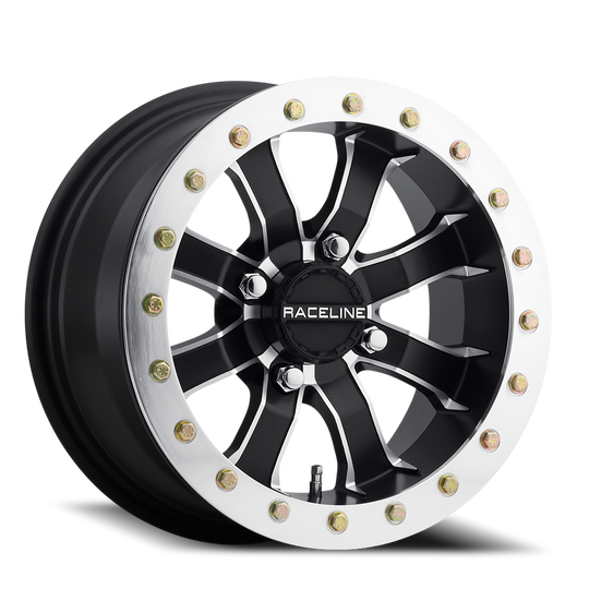 A7141011-55 - Raceline Mamba Beadlock UTV A71 14X10 4X110 0mm Machined Lip Satin Black - Raceline Wheels Canada
