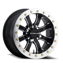 Load image into Gallery viewer, A7147011-61 - Raceline Mamba Beadlock UTV A71 14X7 4X110 30mm Machined Lip Satin Black - Raceline Wheels Canada