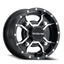 Charger l'image dans la galerie, A7710511-32 - Raceline Mamba UTV A77 10X5 4X110 18mm Machined Spokes Satin Black - Raceline Wheels Canada