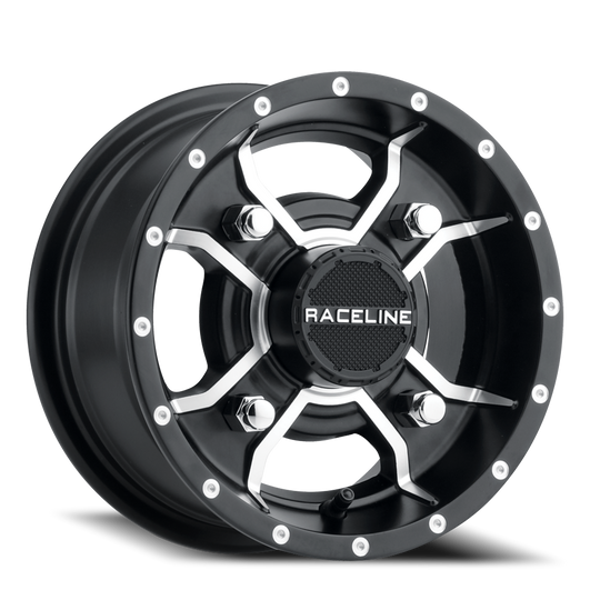 A7727011-25 - Raceline Mamba UTV A77 12X7 4X110 -47mm Machined Spokes Satin Black - Raceline Wheels Canada