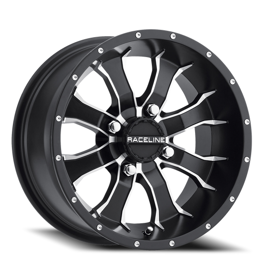 A7747056-43 - Raceline Mamba UTV A77 14X7 4X156 5mm Machined Spokes Satin Black - Raceline Wheels Canada