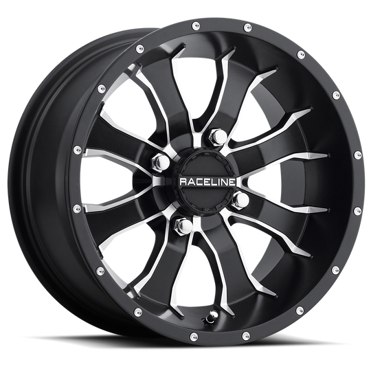 A7710556-32 - Raceline A77 Mamba 10X5 4X156 18mm Satin Black Machined Face - Raceline Wheels Canada