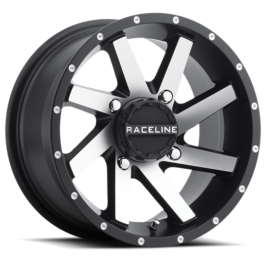 A82M-47037-52 - Raceline A82M Twist 14X7 4X137 10mm Black Machined Face - Raceline Wheels Canada