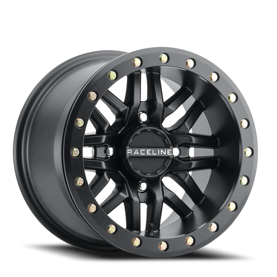 A91B-51011-55 - Raceline Ryno Beadlock UTV A91B 15X10 4X110 0mm Machined Face Satin Black - Raceline Wheels Canada