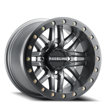Load image into Gallery viewer, A91G-57037-52 - Raceline Ryno Beadlock UTV A91G 15X7 4X137 10mm Matte Dark Gunmetal Grey - Raceline Wheels Canada