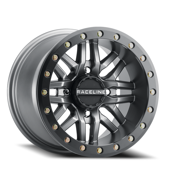 A91G-57056-52 - Raceline Ryno Beadlock UTV A91G 15X7 4X156 10mm Matte Dark Gunmetal Grey - Raceline Wheels Canada