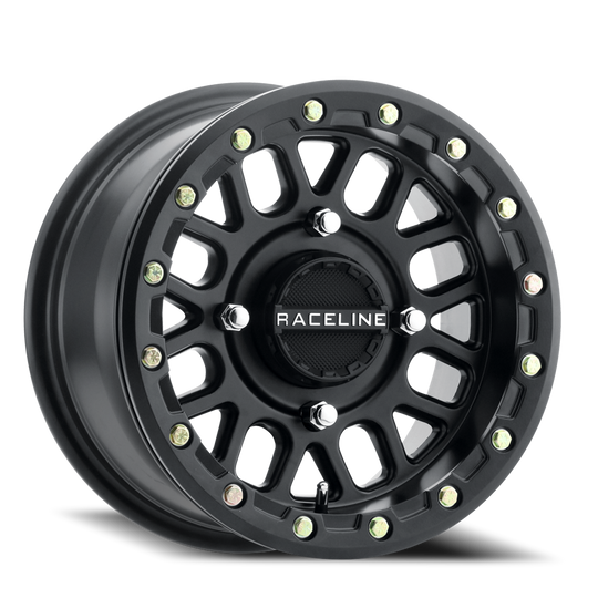 A93B-47037+10 - Raceline Podium Beadlock UTV A93B 14X7 4X137 10mm Satin Black - Raceline Wheels Canada