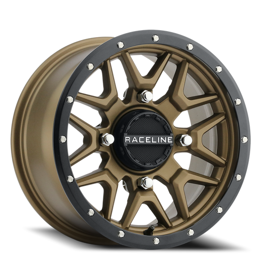A94BZ-47037+38 - Raceline Krank Simulated Beadlock UTV A94BZ 14X7 4X137 38mm Satin Bronze - Raceline Wheels Canada