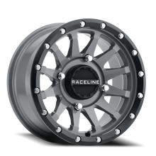Charger l'image dans la galerie, A95SG-47056+38 - Raceline Trophy Simulated Beadlock UTV A95SG 14X7 4X156 38mm Stealth Grey - Raceline Wheels Canada