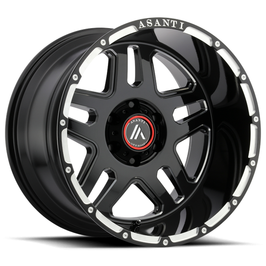 AB809-22106318NGM - Asanti AB809 Enforcer 22X10 6X135 -18 mm Gloss Black Milled - Asanti Wheels Canada