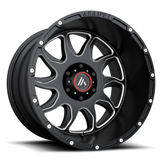 AB810-20128544NGM - Asanti AB810 Ballistic 20X12 5X139.7 -44 mm Gloss Black Milled - Asanti Wheels Canada